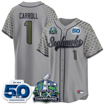 Seattle Seahawks SB LX Champs Vapor Baseball Jersey - Stitch
