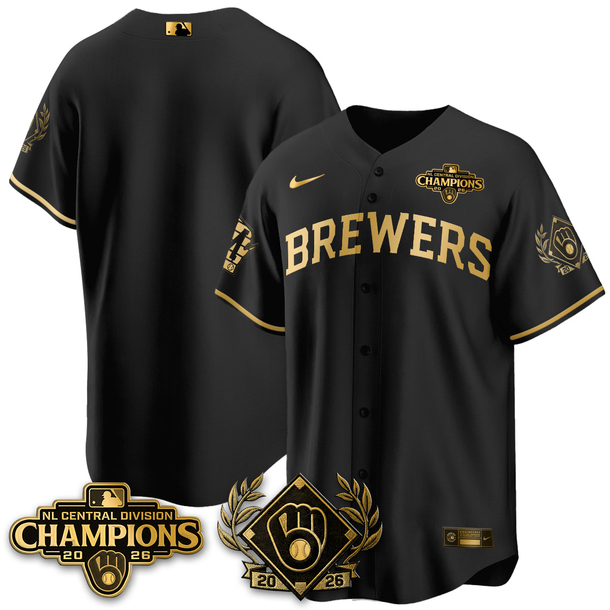 Milwaukee Brewers 2026 NL Division Champs Vapor Jersey - Stitched