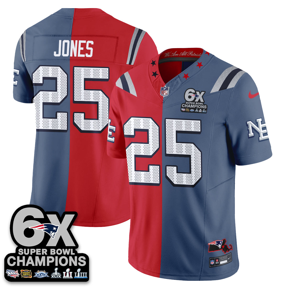 New England Patriots Rivalries Split Edition Vapor Jersey - Stitched