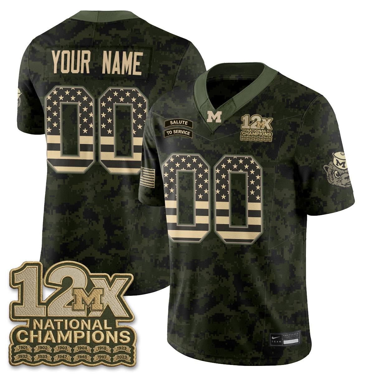 MICH 2026 Salute to Service Vapor Custom Jersey - Stitched