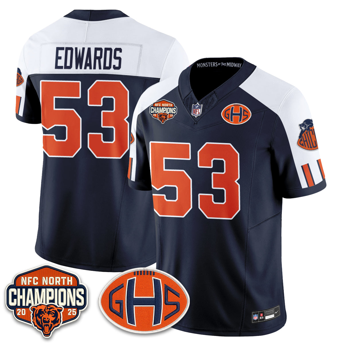 Chicago Bears 2026 Rivalries Split Edition Vapor Jersey - Stitched