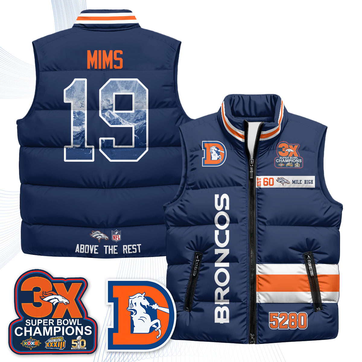 DEN "Mile High" Puffer Vest - Printed
