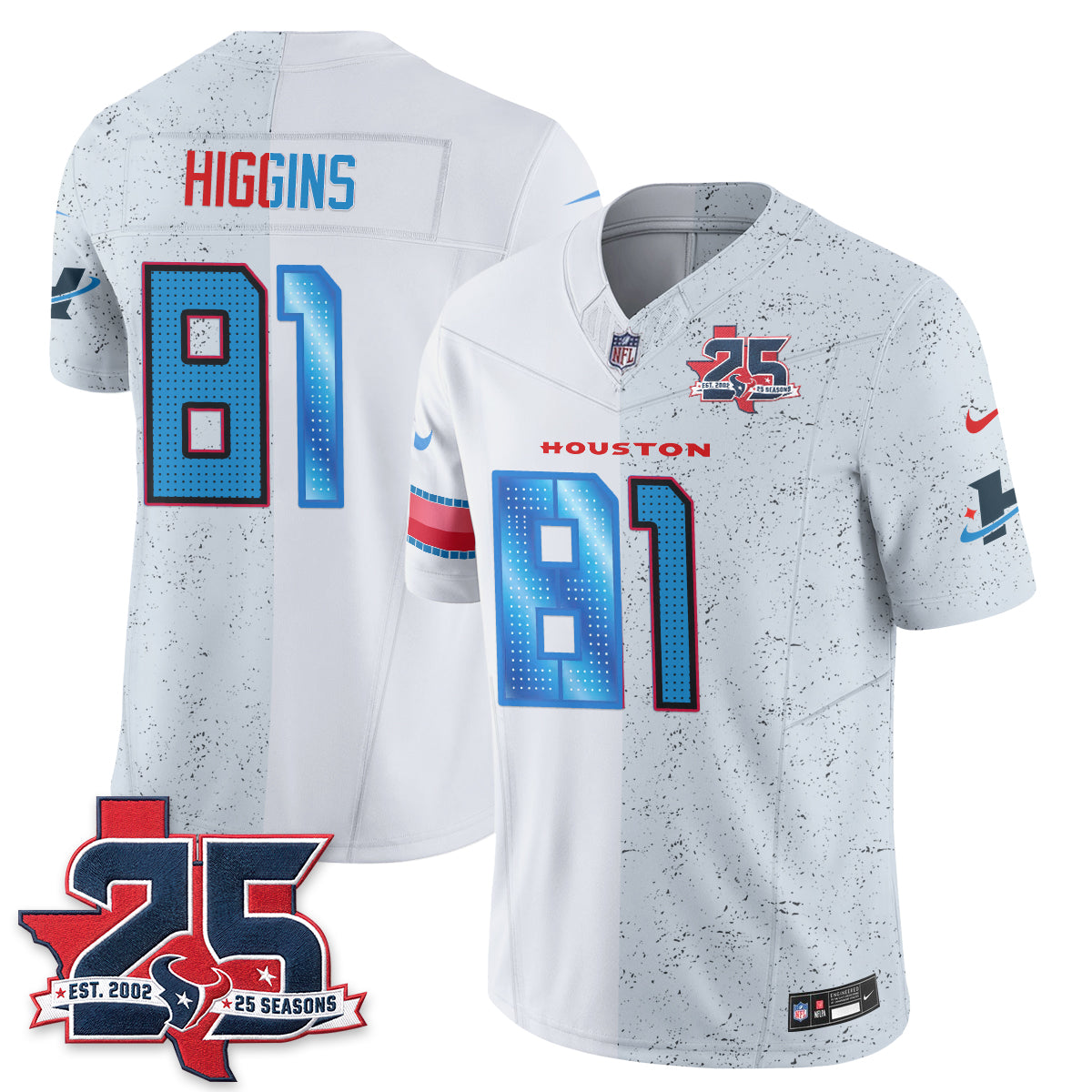 HOU Fan Gear Split Vapor Jersey - Stitched
