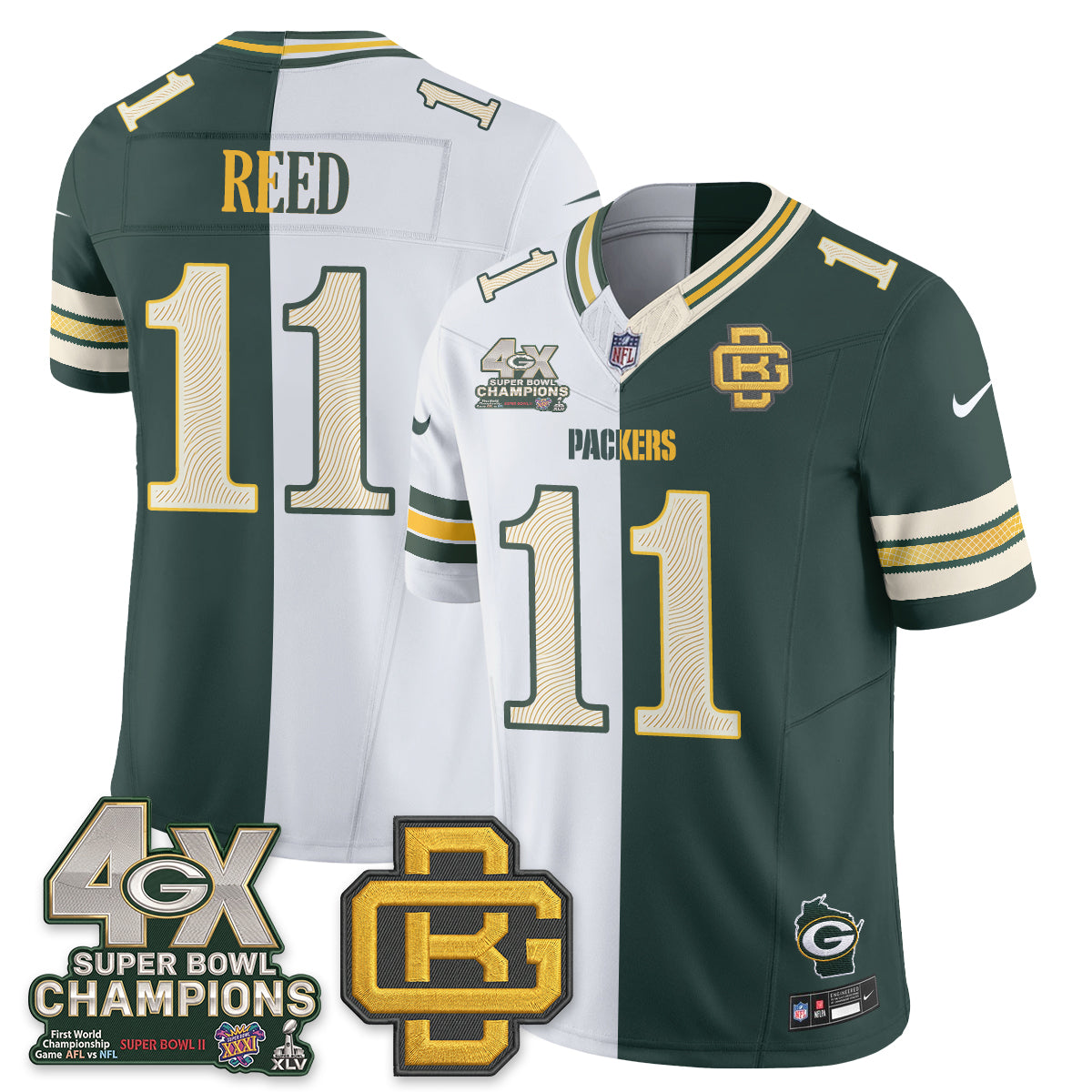 Green Bay Packers Rivalries Split Edition Vapor Jersey - Stitched