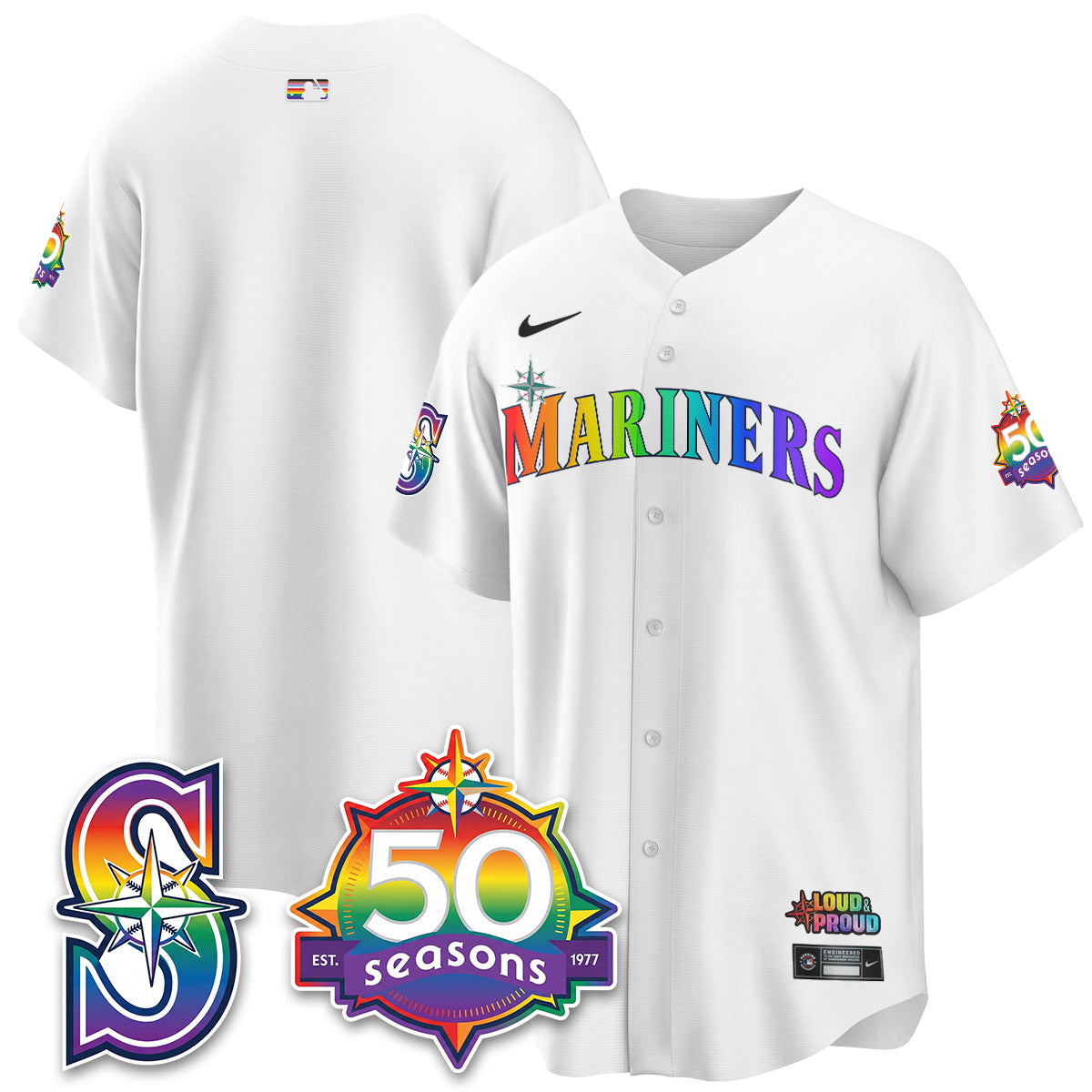 Seattle Mariners Happy Pride Month Vapor Jersey - Stitched