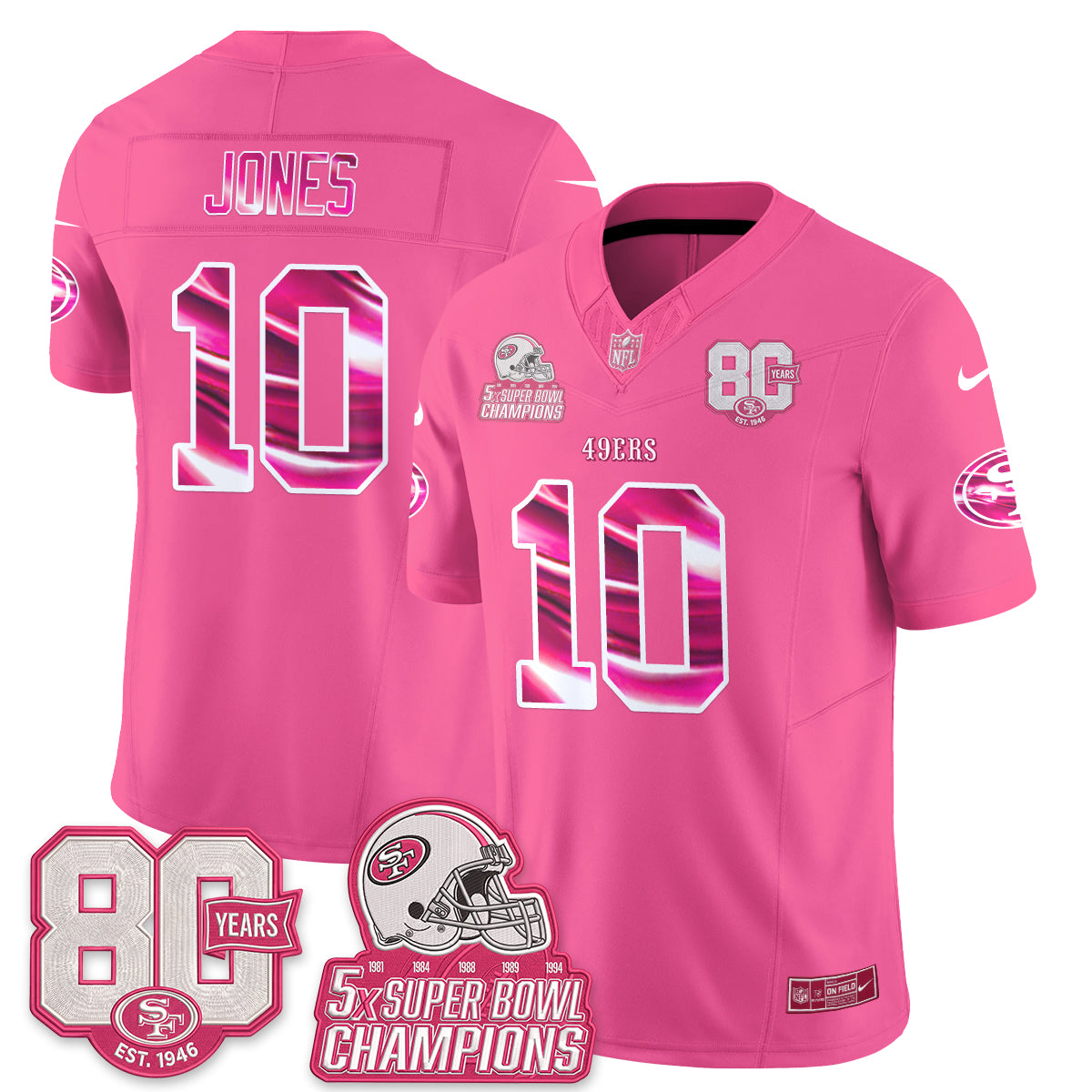 San Francisco 49ers Pink Edition Vapor Jersey - Stitched