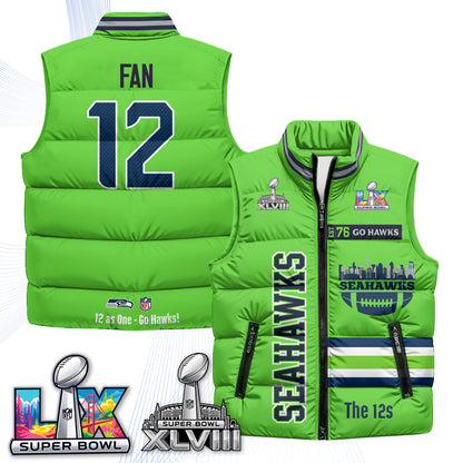 Seattle Seahawks "Go Hawks" Edition Puffer Vest - Printed