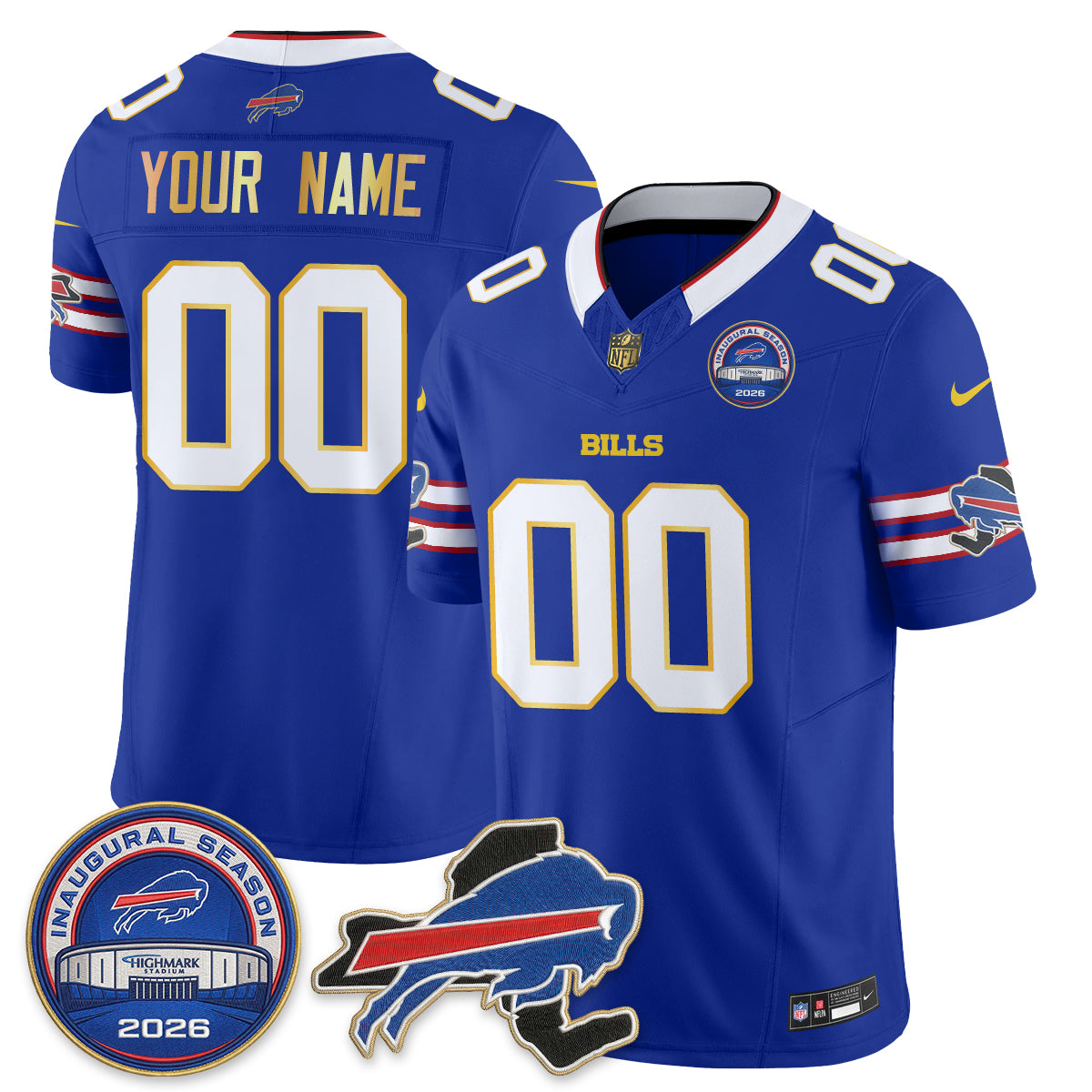 Buffalo Bills 2026 Gold Trim Edition Vapor Custom Jersey - Stitched