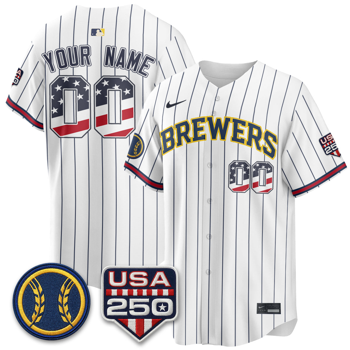 Milwaukee Brewers Fourth of July Vapor Limited Custom Jersey - Stitched