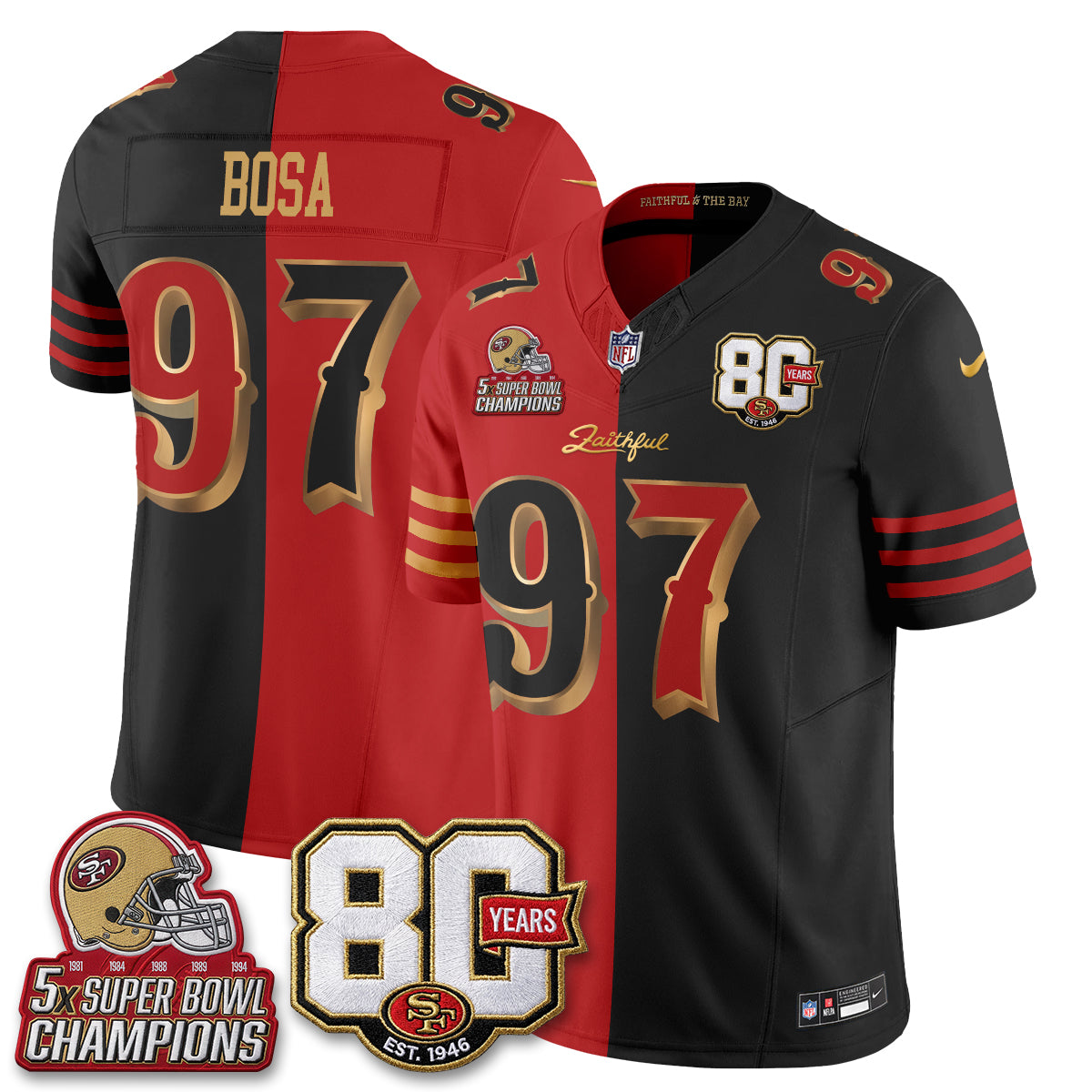 SF Rivalries Split Edition Vapor Jersey - Stitched