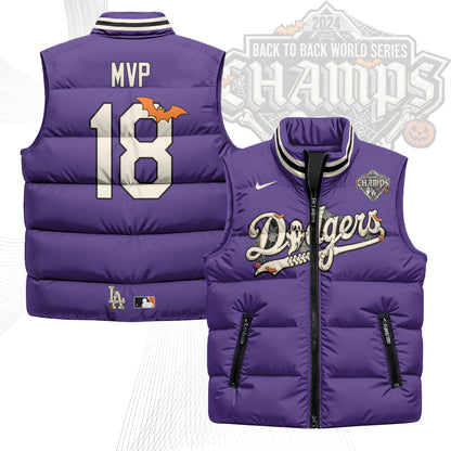 Los Angeles Dodgers Halloween 2026 Unisex Puffer Vest - Printed