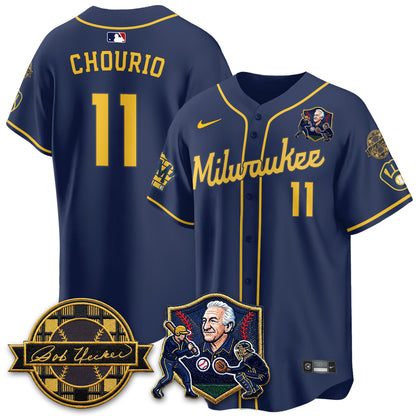 MIL Bob Uecker - 54 Seasons for Brewers' Vapor Limited Gold Jersey - All Stitched