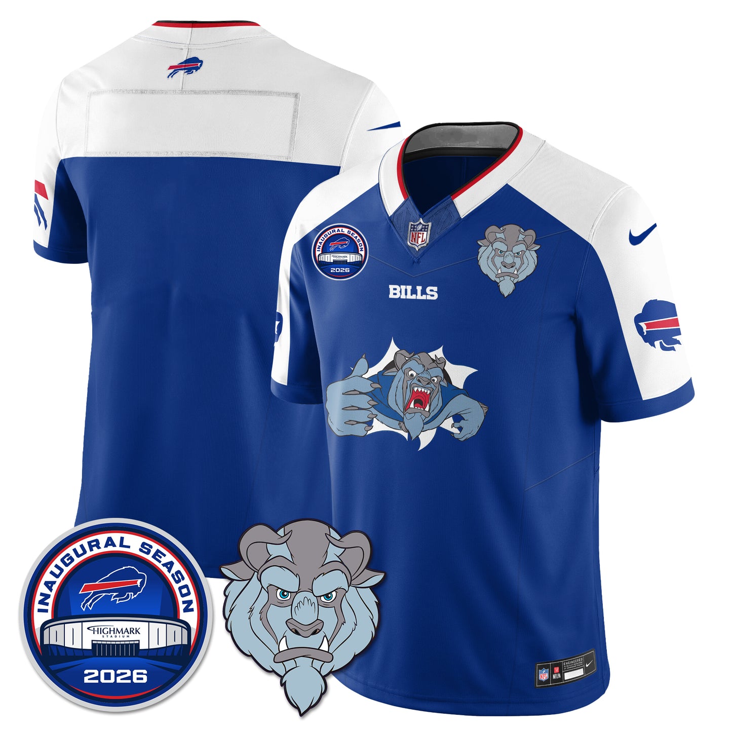 Buffalo Bills x Hairy Blue Beast Edition Vapor Jersey - Stitched