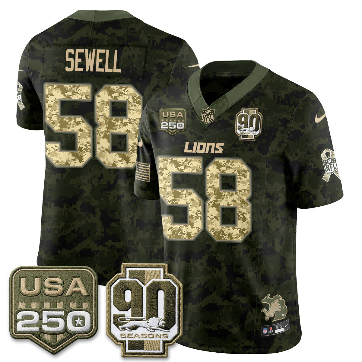 Detroit Lions 2026 Salute to Service Vapor Jersey - Stitched