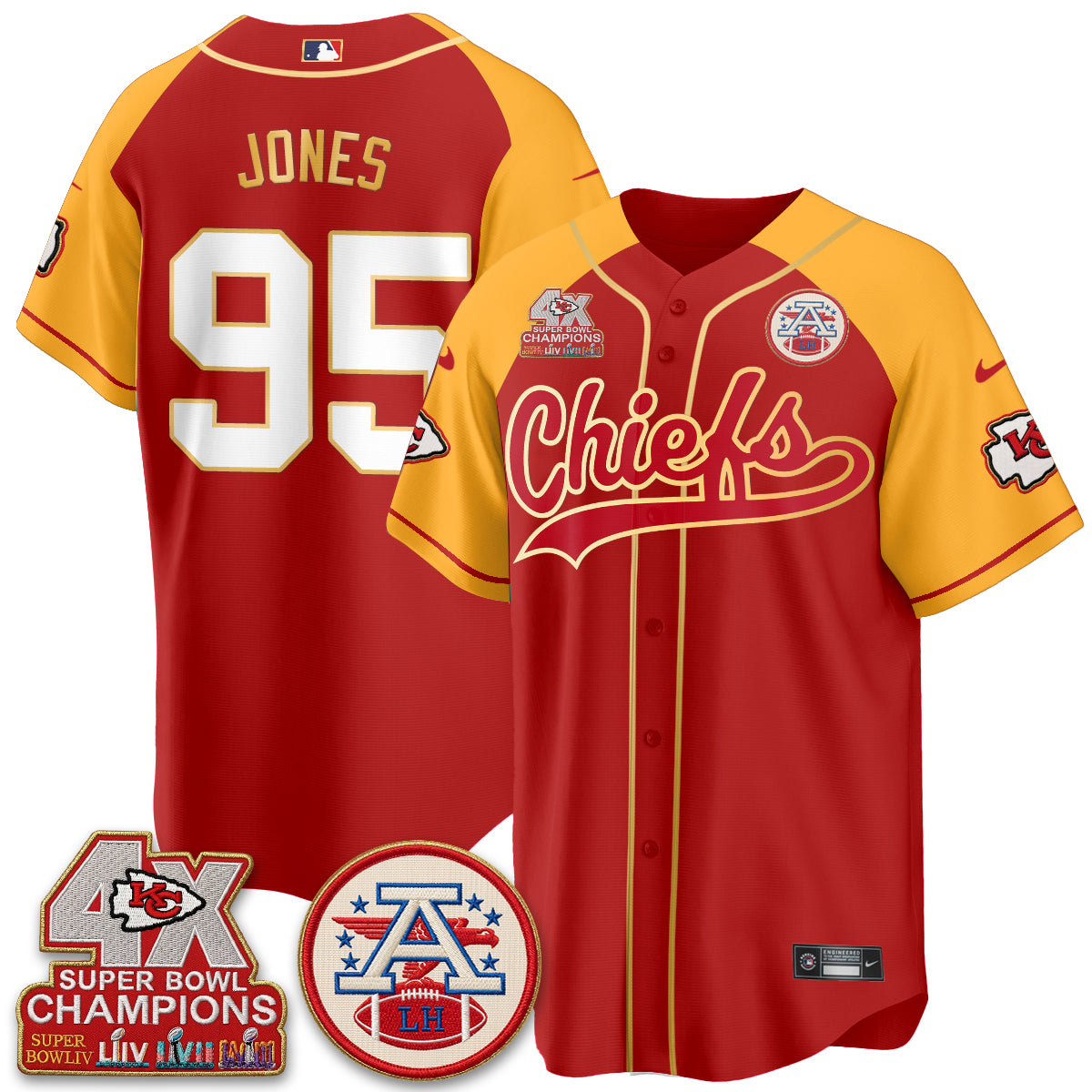 KC 4X Champs Gold Trim Edition Vapor Baseball Jersey - Stitched