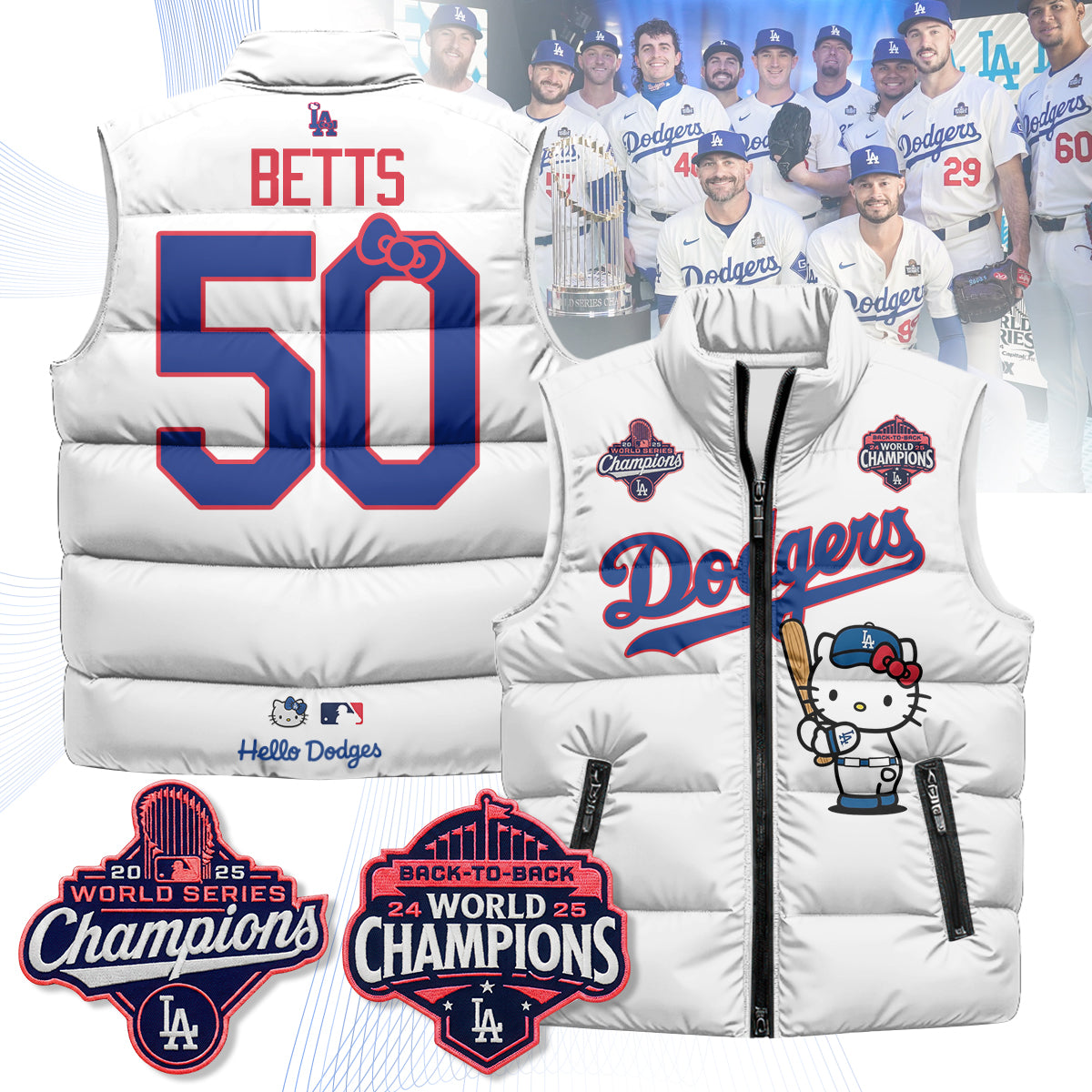 Los Angeles Dodgers Meow KT Edition Unisex Puffer Vest - Printed