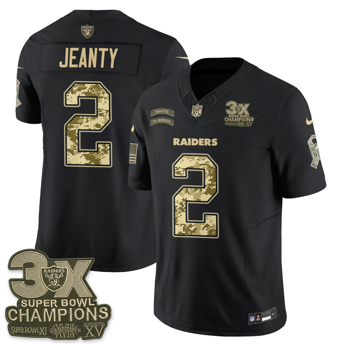 Las Vegas Raiders 2026 Salute to Service V2 Vapor Jersey - Stitched