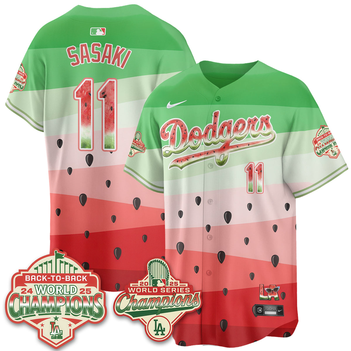 Los Angeles Dodgers National Watermelon Day Vapor Jersey - Stitched