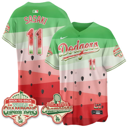 Los Angeles Dodgers National Watermelon Day Vapor Jersey - Stitched