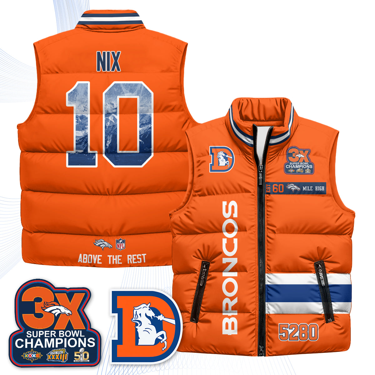 DEN "Mile High" Puffer Vest - Printed