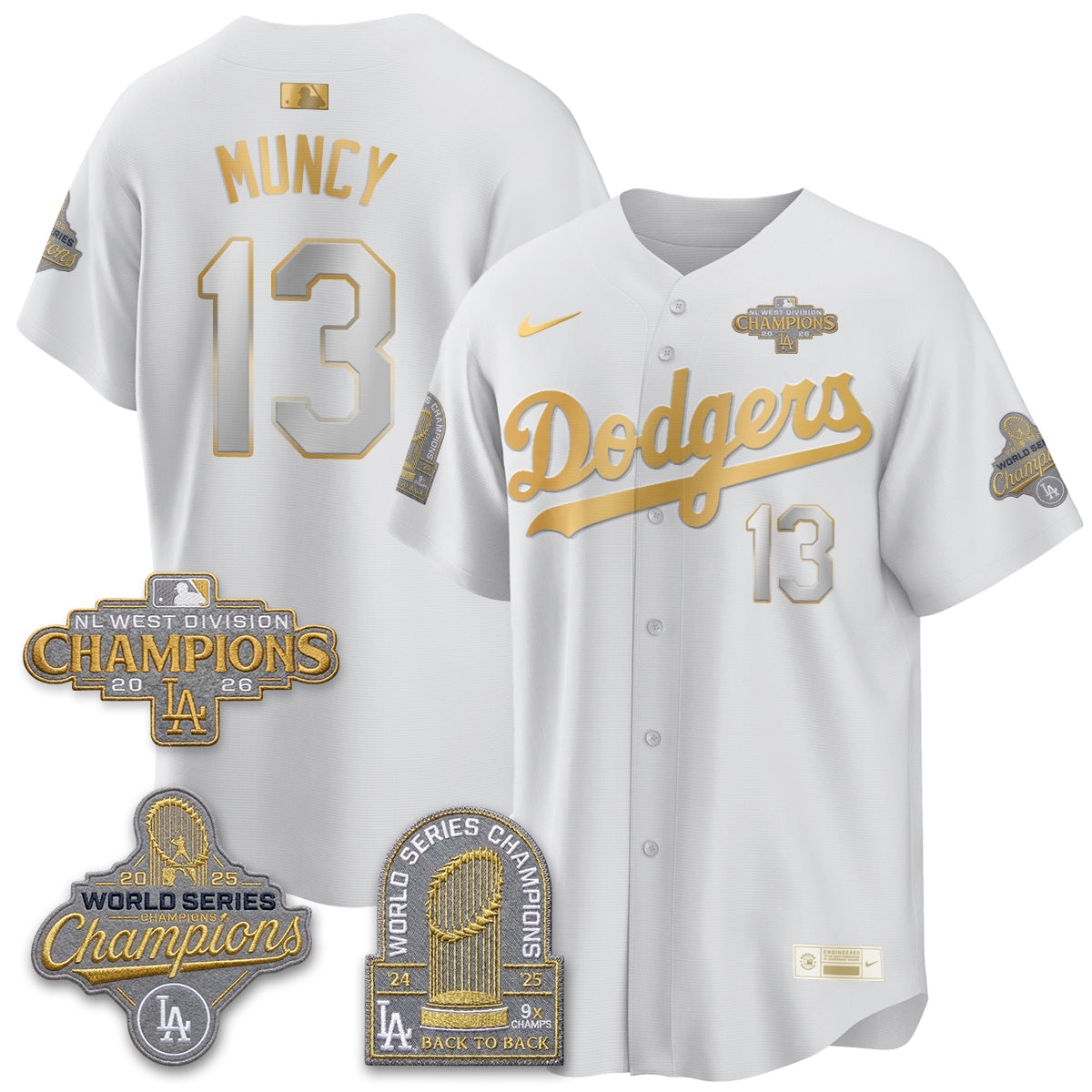 Los Angeles Dodgers 2026 NL West Champs Gold Vapor Jersey- Stitched
