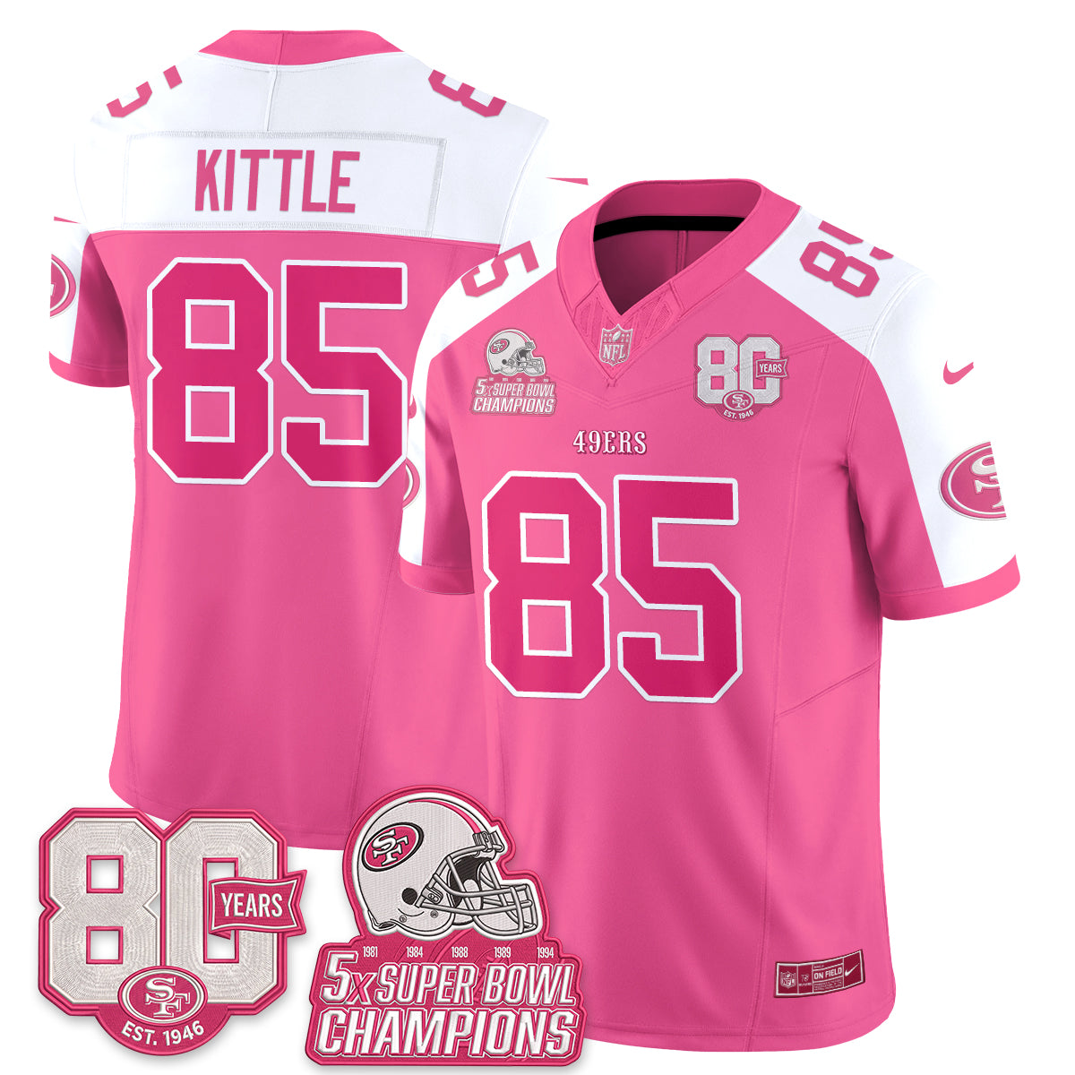 San Francisco 49ers Pink Edition Vapor Jersey - Stitched