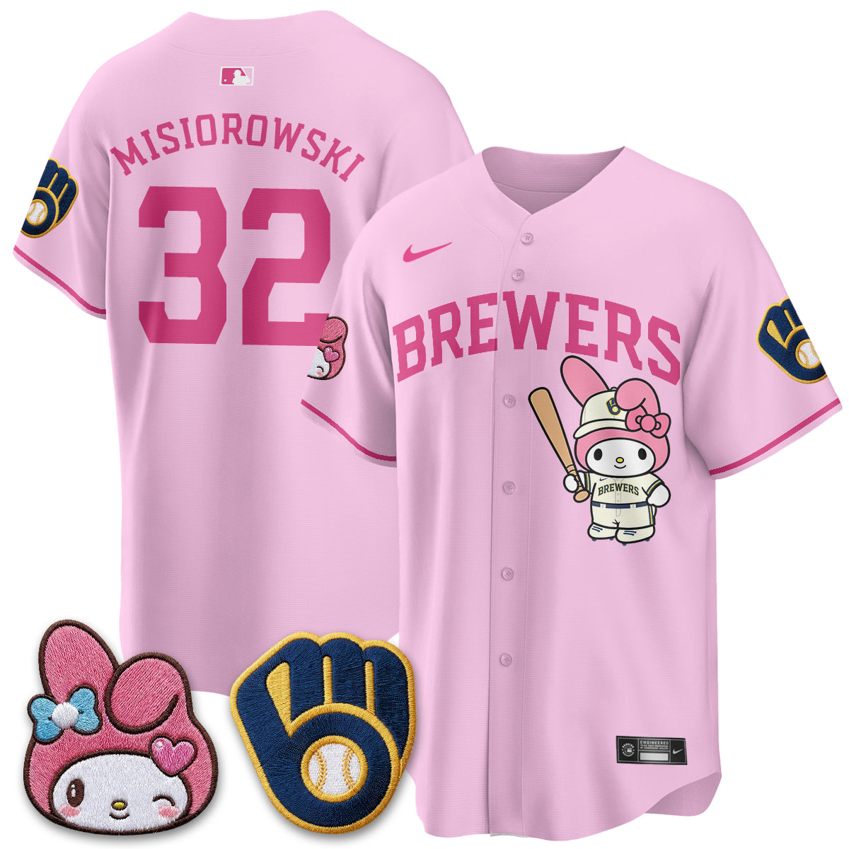 Milwaukee Brewers x Pink Sanrio Friend Edition Vapor Jersey - Stitched