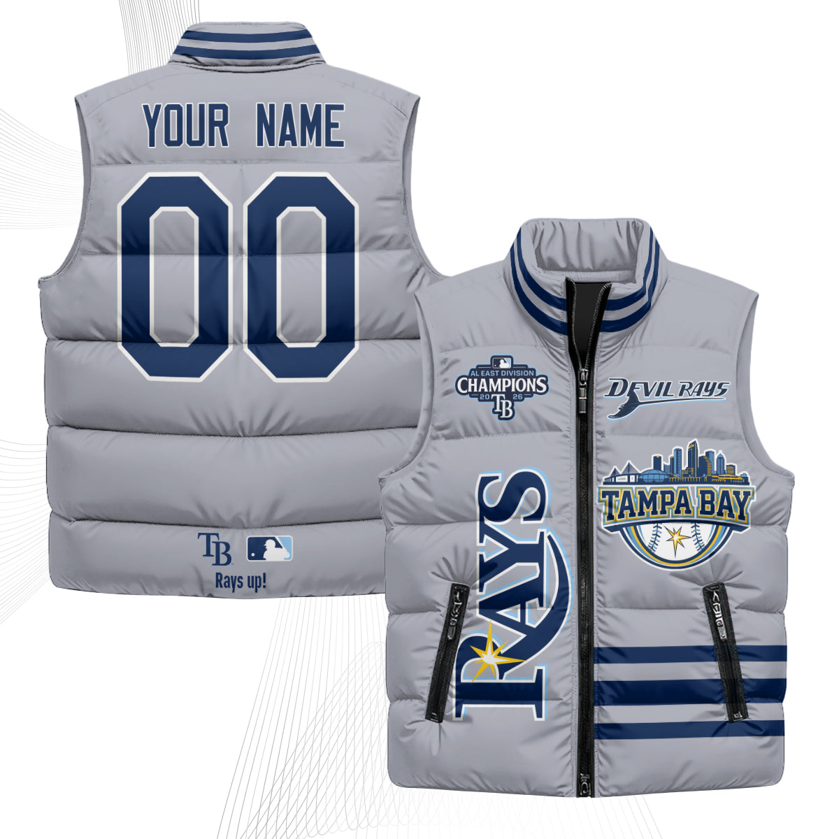 TB "Devil Rays" Custom Puffer Vest - Printed