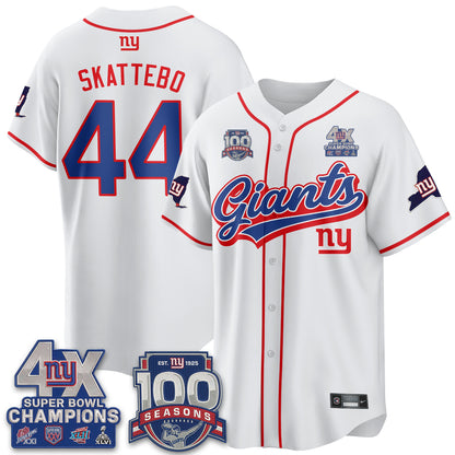 New York Giants 4X Champs & 100 Anniversary Vapor Baseball Jersey V2- Stitched