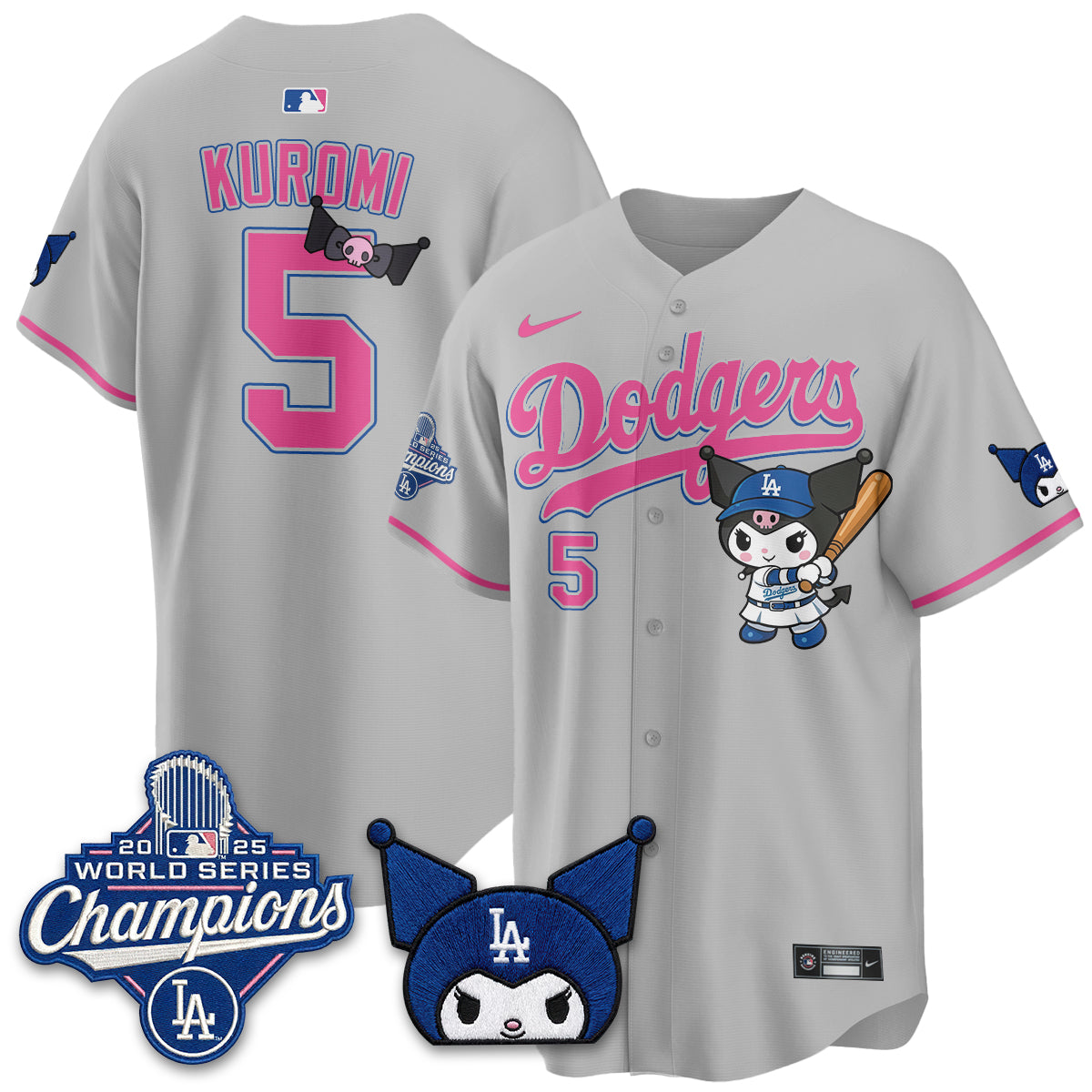Los Angeles Dodgers Kuromi Edition Vapor Jersey - Stitched
