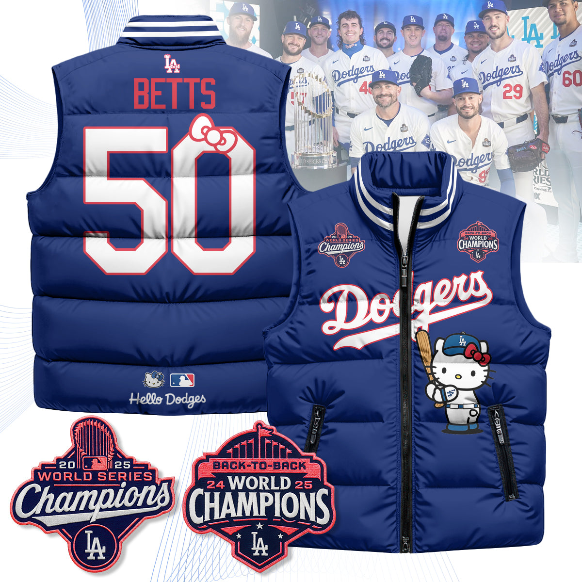 Los Angeles Dodgers Meow KT Edition Unisex Puffer Vest - Printed