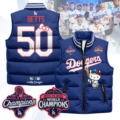 Los Angeles Dodgers Meow KT Edition Unisex Puffer Vest - Printed