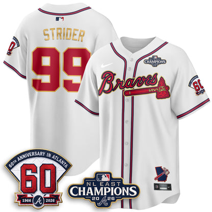 Atlanta Braves 2026 NL East Champs Gold Edition Vapor Jersey - Stitched
