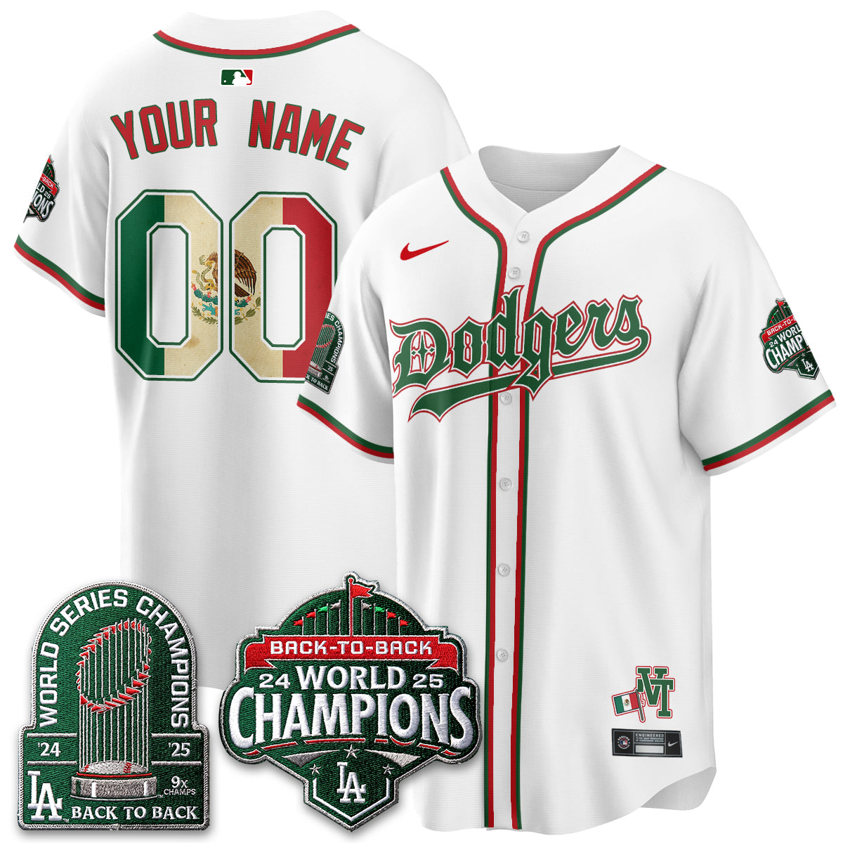 Los Angeles Dodgers x Mexico Style Vapor Custom Jersey - Stitched