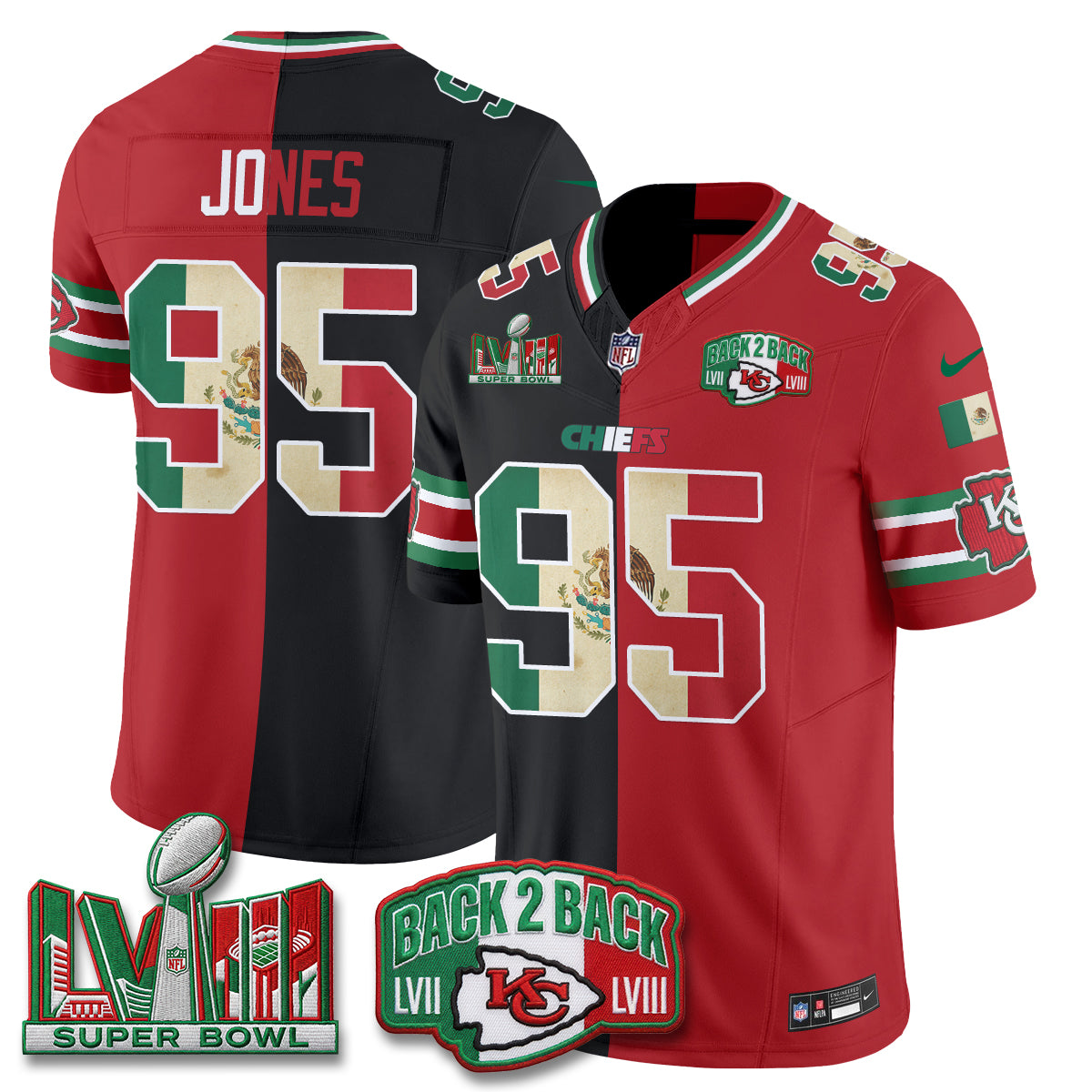 Kansas City Chiefs Mexico Split Edition Vapor Jersey - Stitched