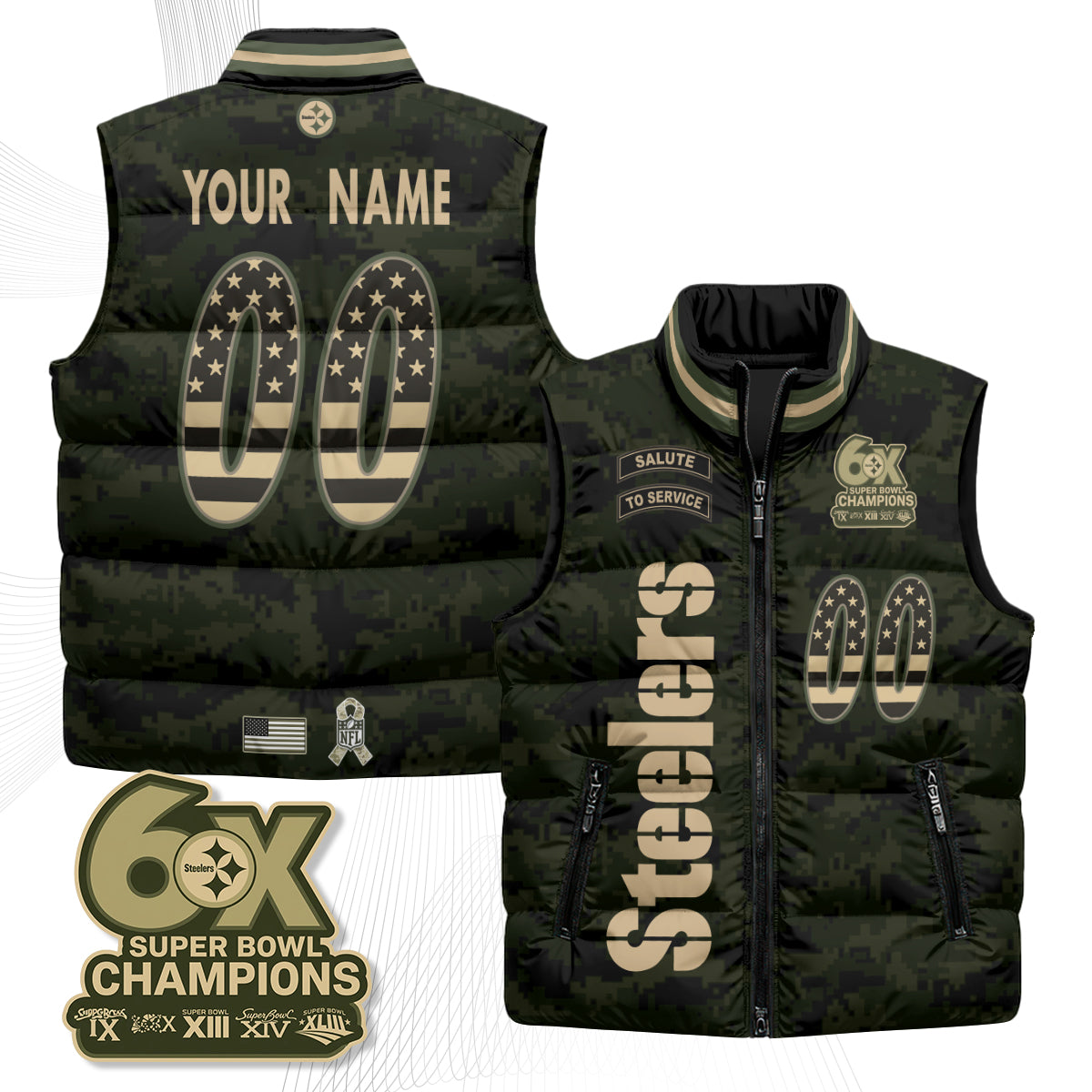 PIT 2026 Salute to Service Custom Puffer Vest - Printed