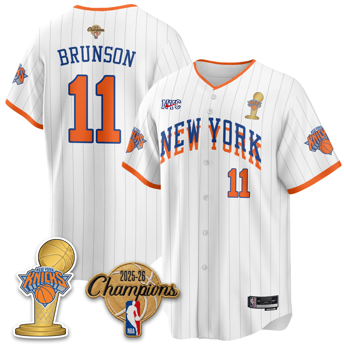NYK 2026 NBA Champions Vapor Black Gold Jersey - Stitched