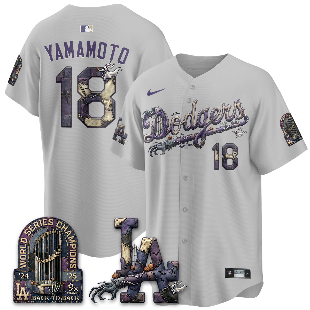 Los Angeles Dodgers Nightmare Edition Vapor Jersey - Printed
