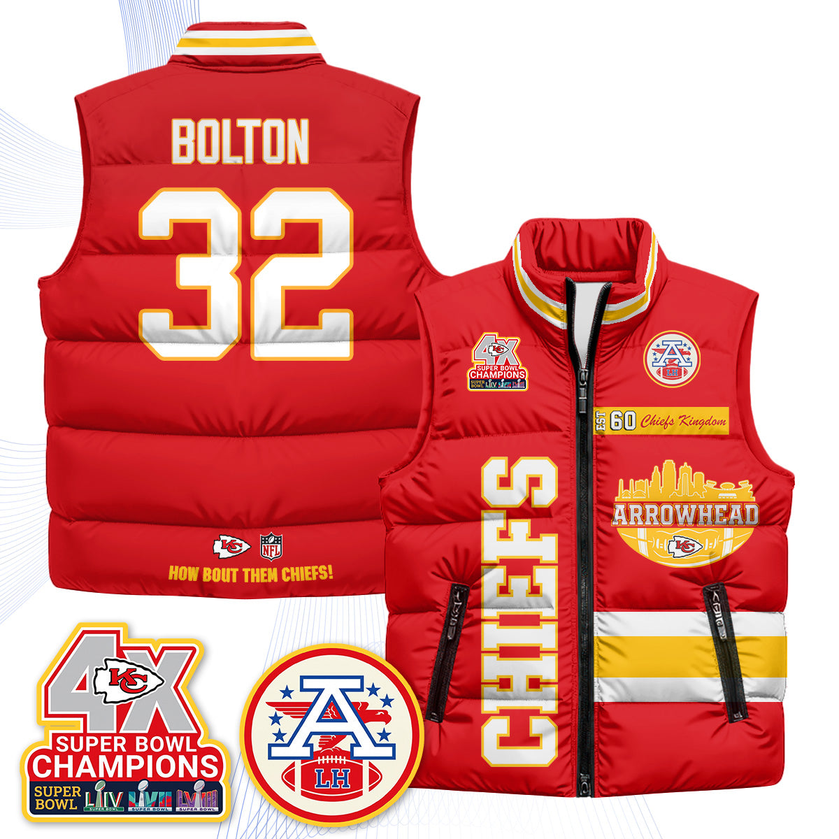 KC Arrowhead Puffer Vest - Printed