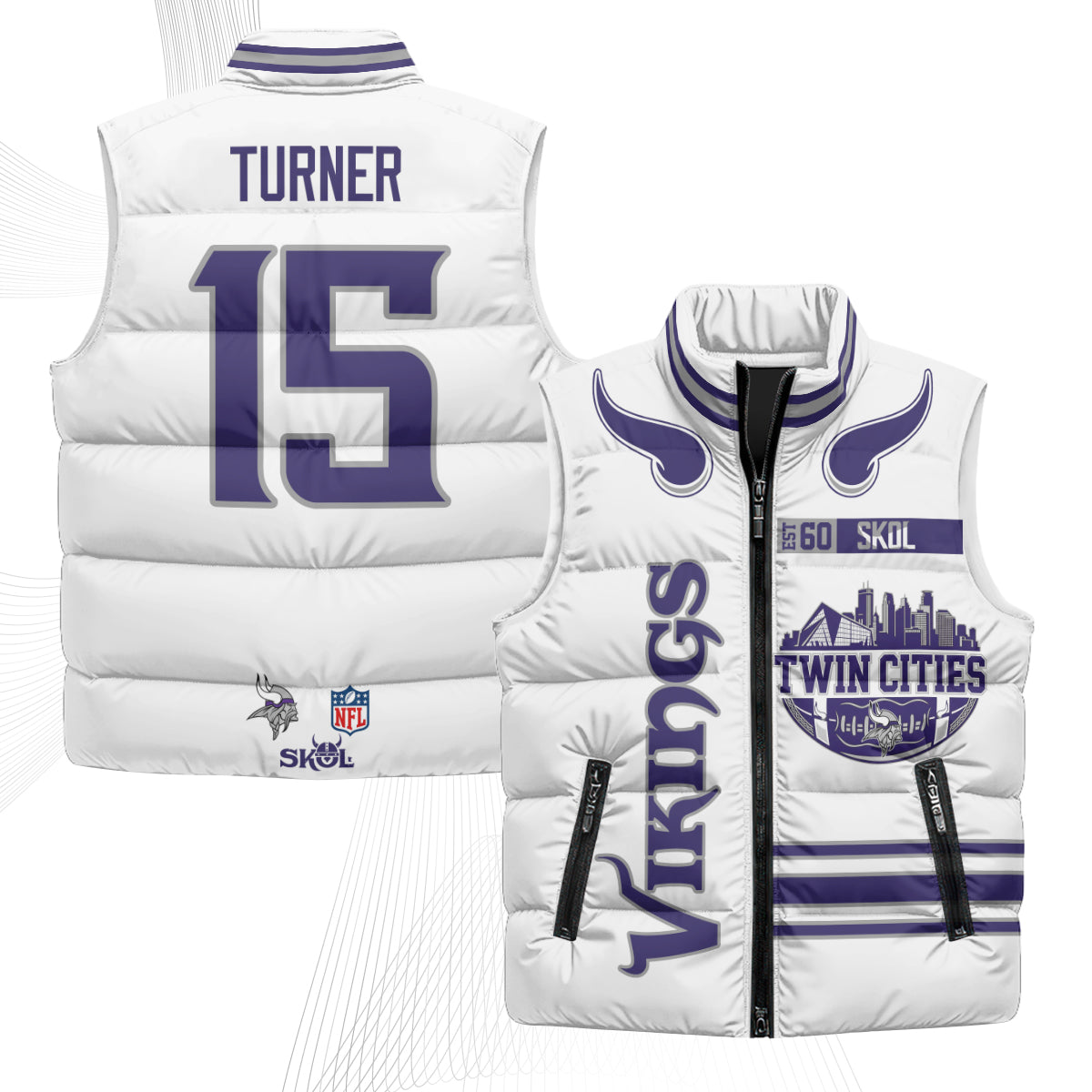 Minnesota Vikings Twin City Puffer Vest - Printed