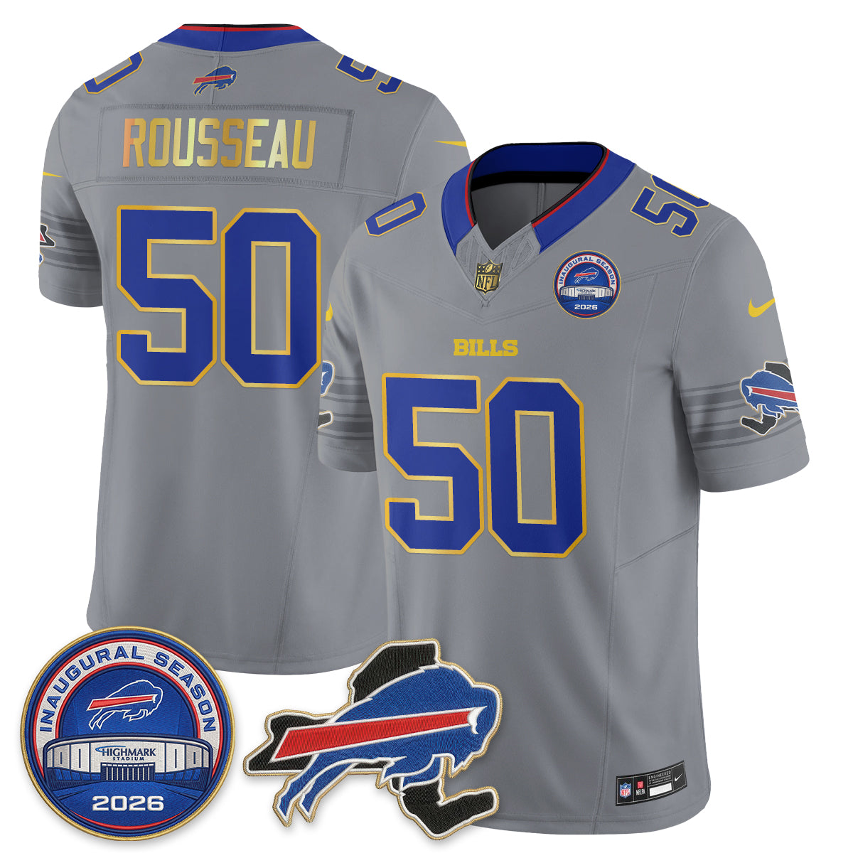 Buffalo Bills 2026 Gold Trim Edition Vapor Jersey - Stitched