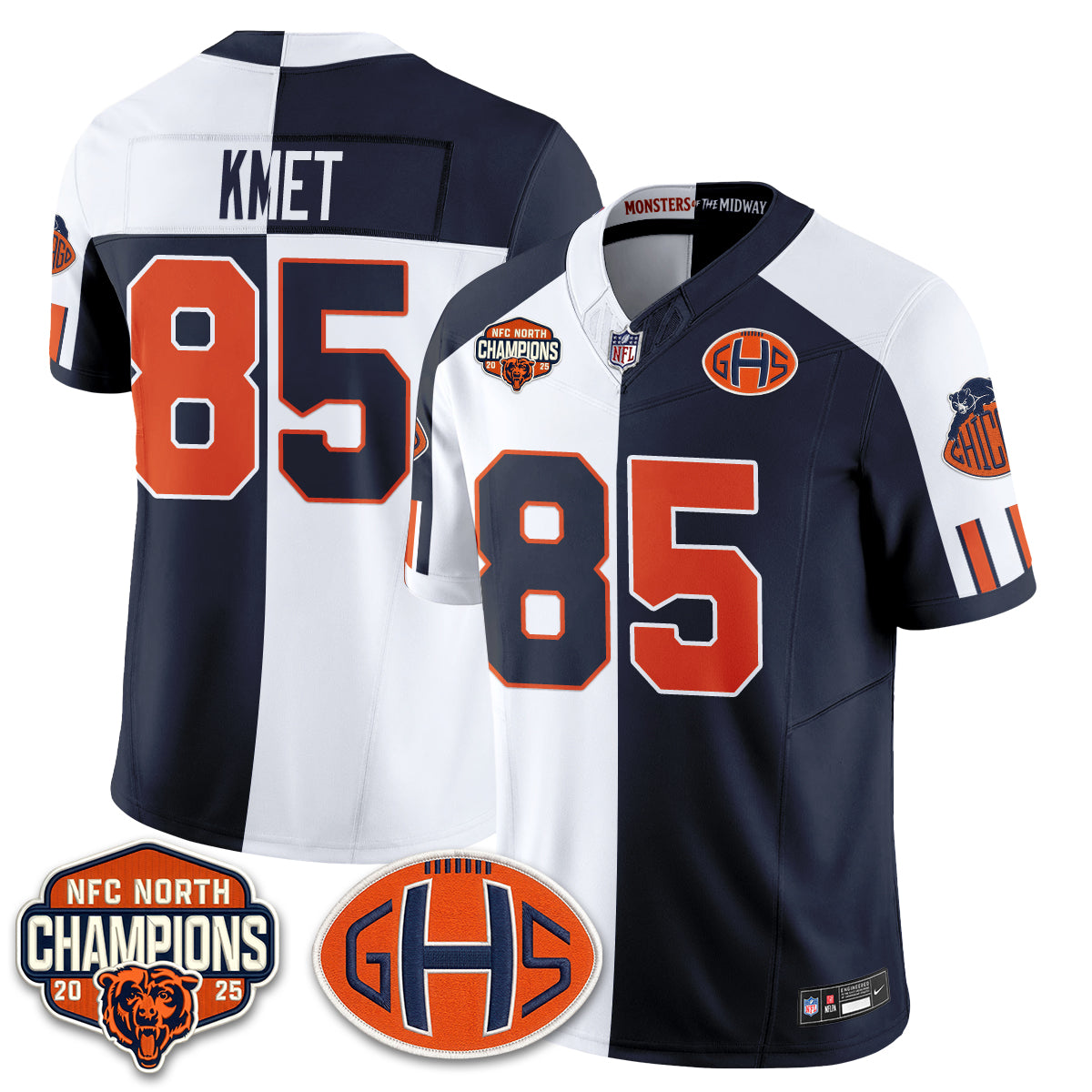 Chicago Bears 2026 Rivalries Split Edition Vapor Jersey - Stitched