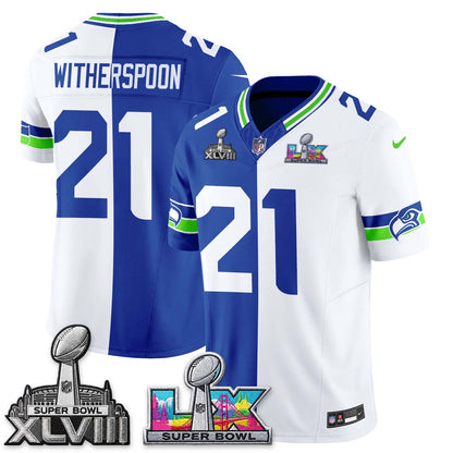 Seattle Seahawks Throwback 2 SB Patches Vapor Jersey - Stitched