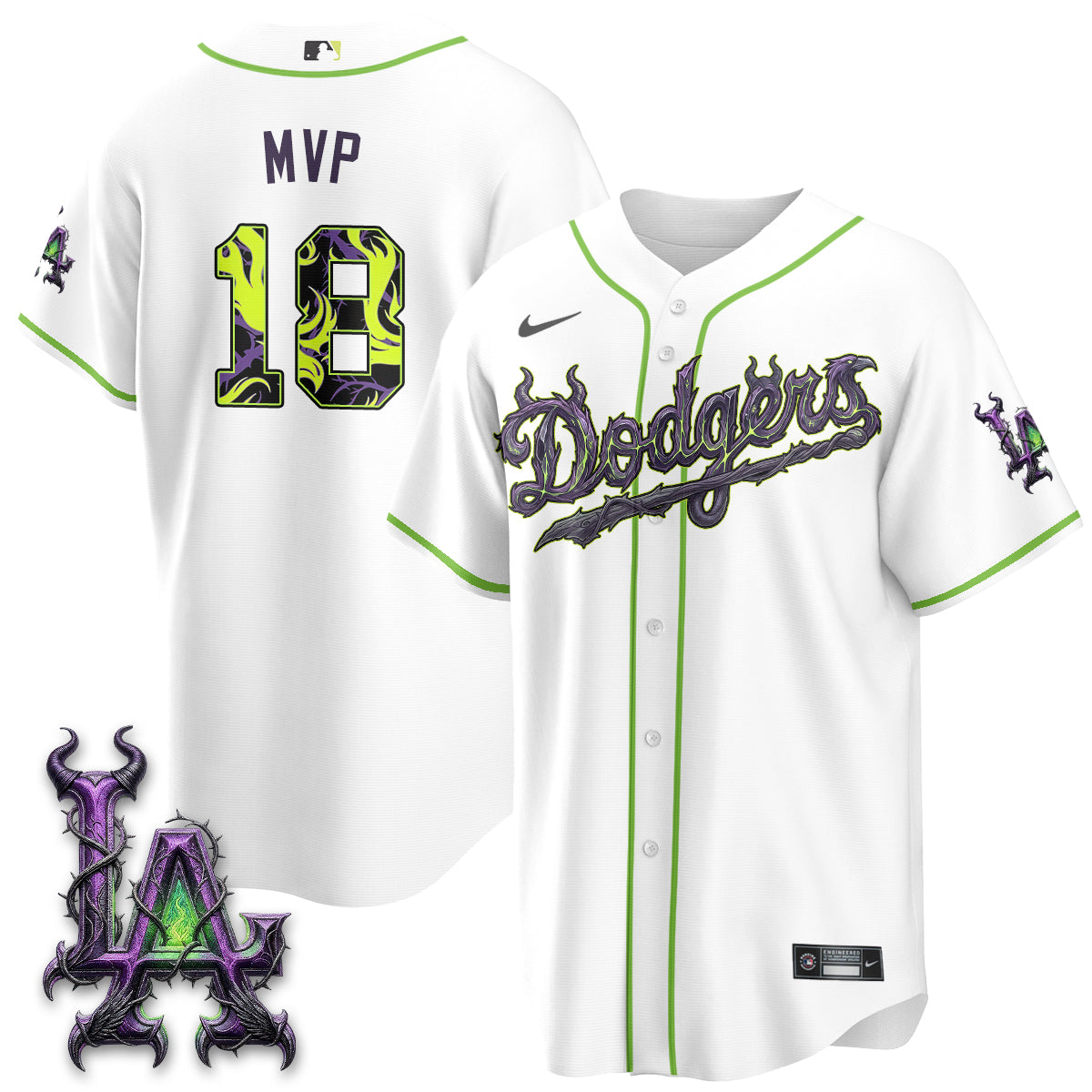 Los Angeles Dodgers Villains Halloween - Horned Queen Vapor Jersey- Stitched