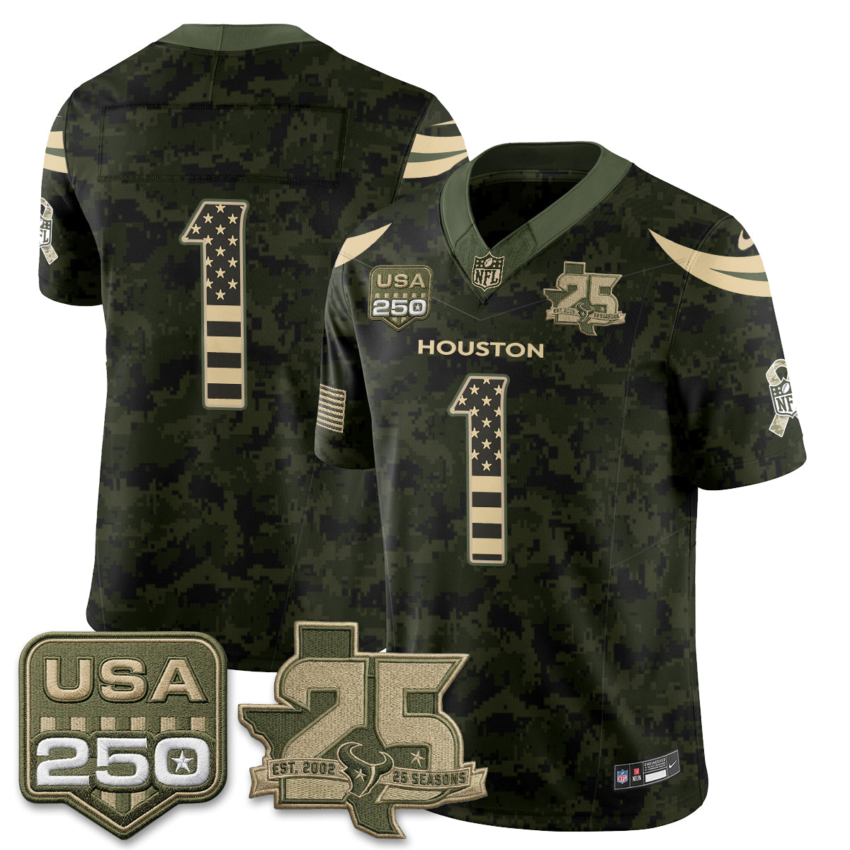 Houston Texans 2026 Salute to Service Edition Vapor Jersey - Stitched