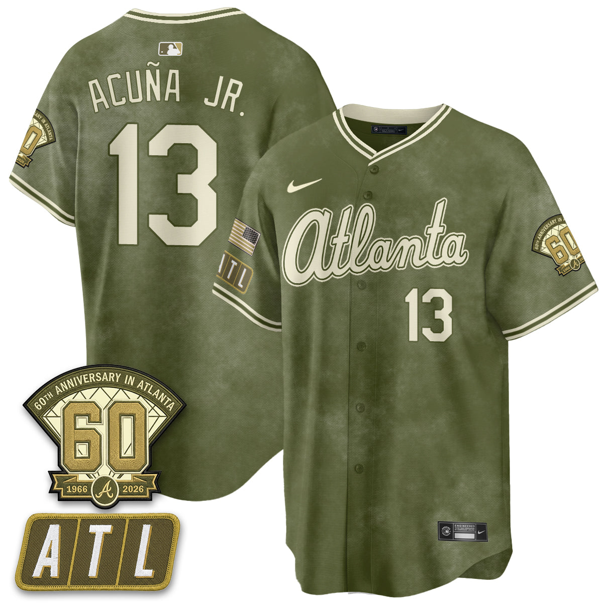 ATL New Era Olive 2026 Armed Forces Day Vapor Limited Jersey - All Stitched