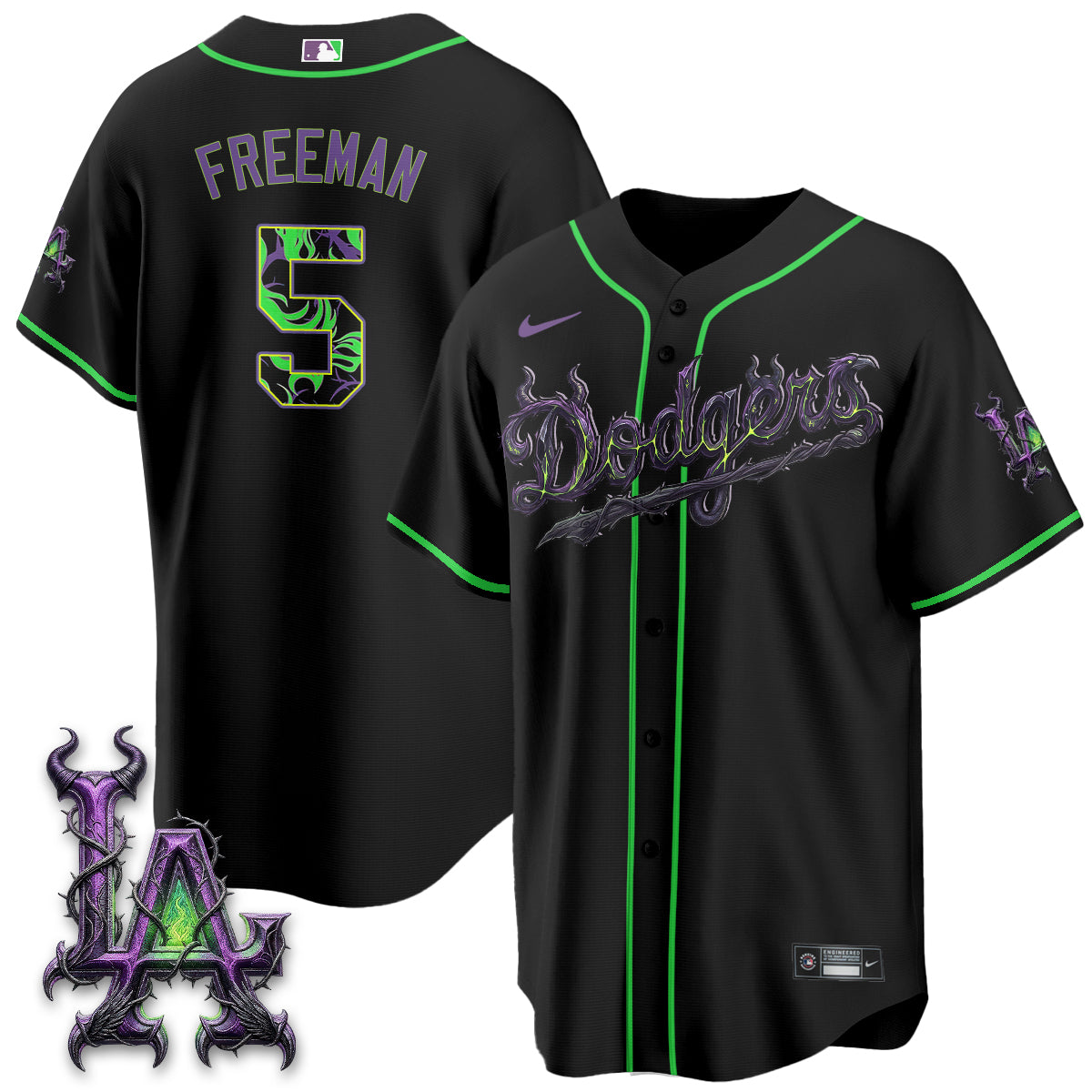 Los Angeles Dodgers Villains Halloween - Horned Queen Vapor Jersey- Stitched