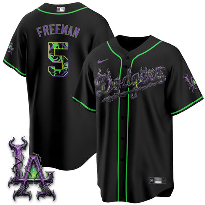 Los Angeles Dodgers Villains Halloween - Horned Queen Vapor Jersey- Stitched