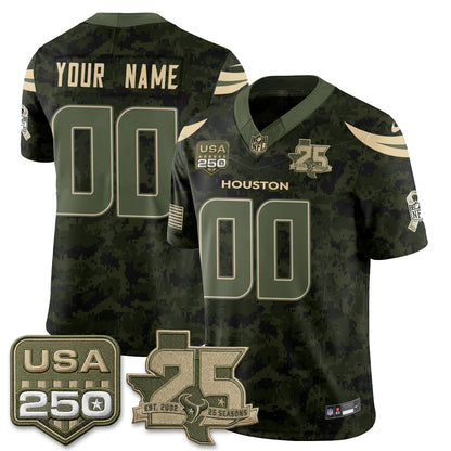 Houston Texans 2026 Salute to Service Edition Vapor Custom Jersey - Stitched
