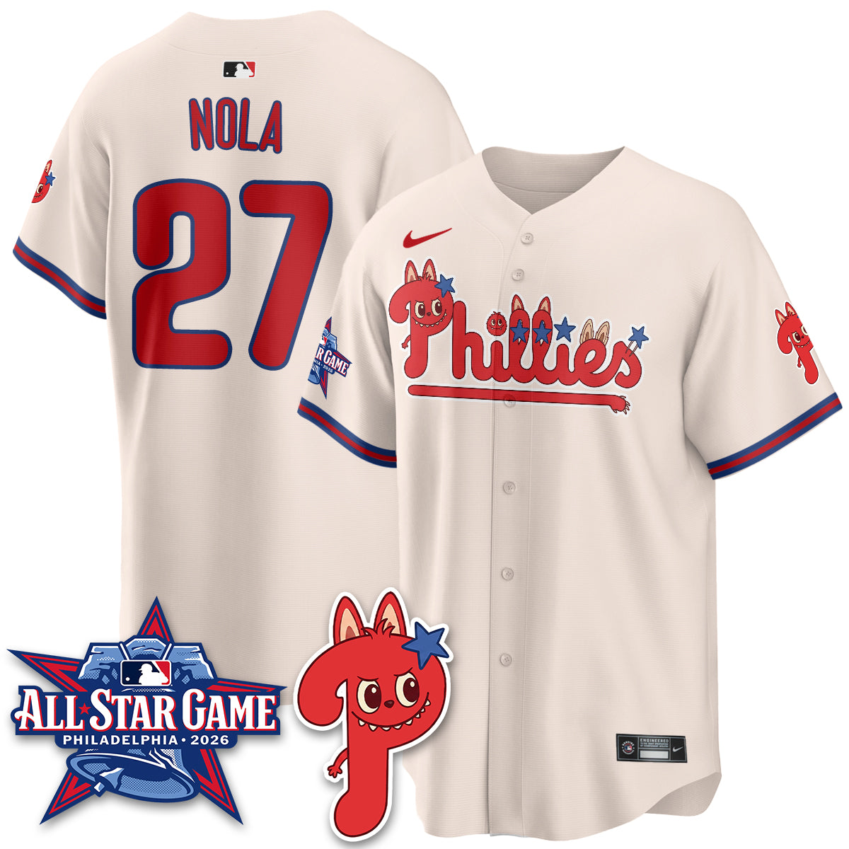 Philadelphia Phillies Fanged Rabbit Doll  Vapor Limited Jersey - Stitched